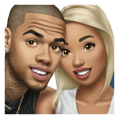 Hyper Realistic Chris Brown and beautiful Karruche Tran  sticker
