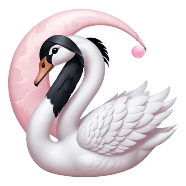 White swan with pastel baby pink moon aesthetic with the letter" U " which should be hidden sticker