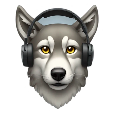 Wolf with Gaming headset sticker