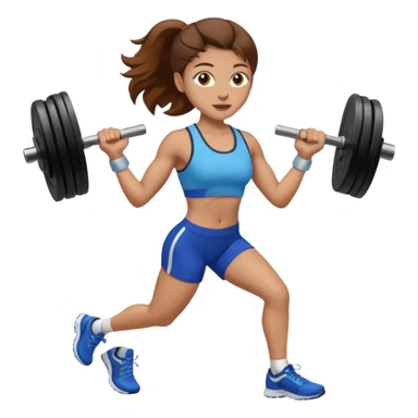 one women running and lifting weights. brown hair, light skin, hazel eyes. sticker