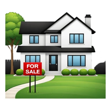 Casa en bienes y raices con el letrero de venta sticker