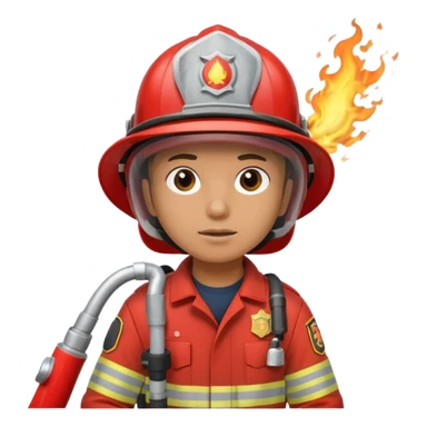 A firefighter extinguishing a party sticker