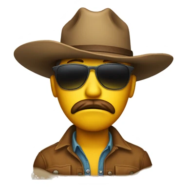 sad face emoji with cowboy hat and sunglasses sticker