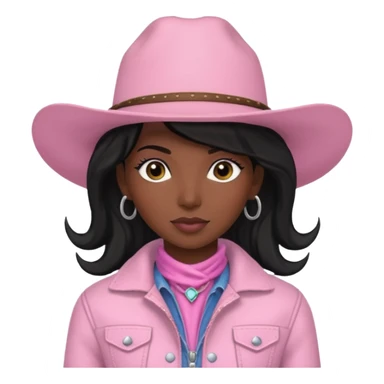 Black two tales hair and black skin cowgirl with soft pink hat and jacket sticker