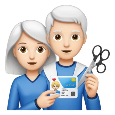 Scissors cutting an ID card in 2 halfs.hyper realistic sticker