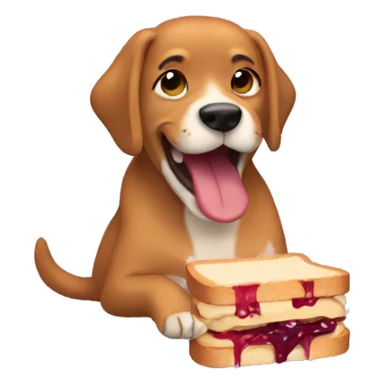 Dog eating peanut butter and jelly sandwich  sticker