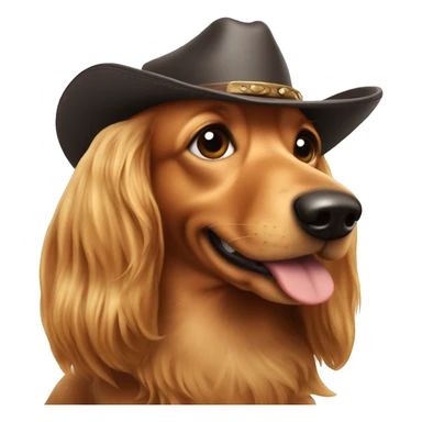 Long haired weenie dog with cowboy hat sticker