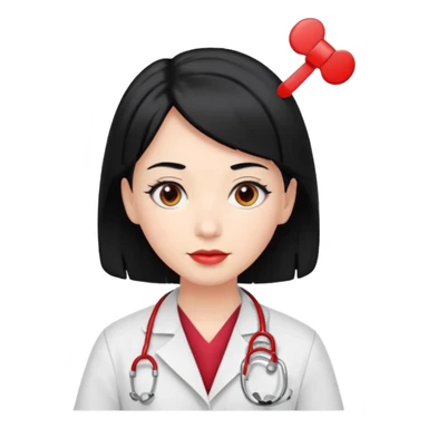 doctor with black hair and red hairclips  sticker