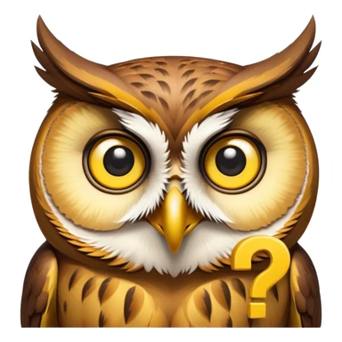 Owl and a yellow question mark above the head  sticker