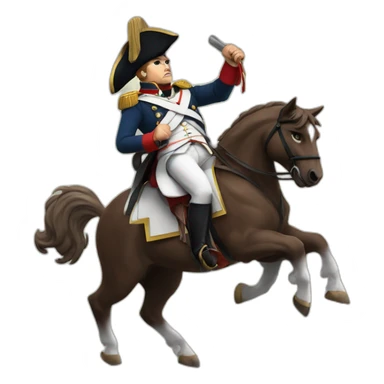 serious angry napoleon on horse hold golden eagle sticker