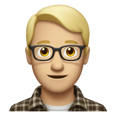 blond balding man with glasses, wearing a flannel shirt, pale skin, faint wrinkles sticker