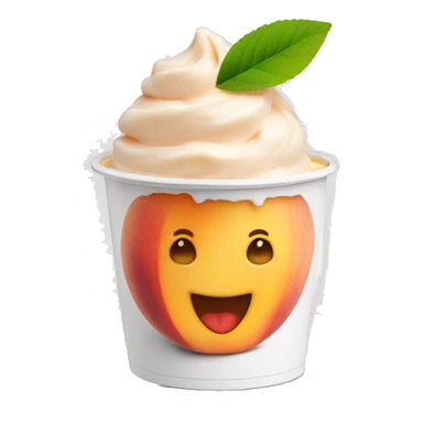 Peach frozen yogurt in white cup sticker