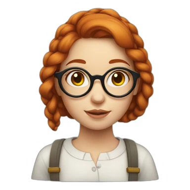 Redhead girl Artist painter with a braid and large round glasses sticker
