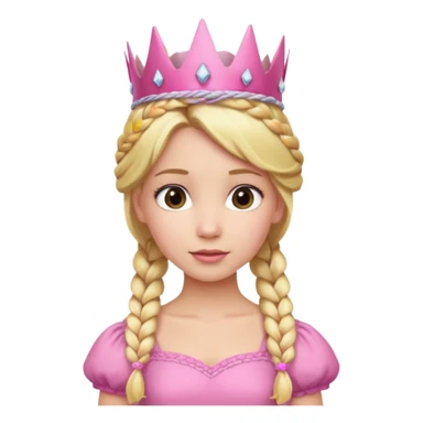 Blonde Princess with braided hair and pink crown. sticker