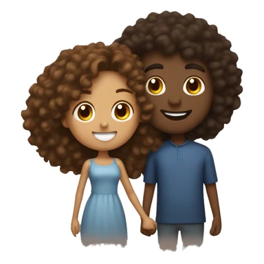 Brown curly haired woman with dark skinned tall man kissing  sticker