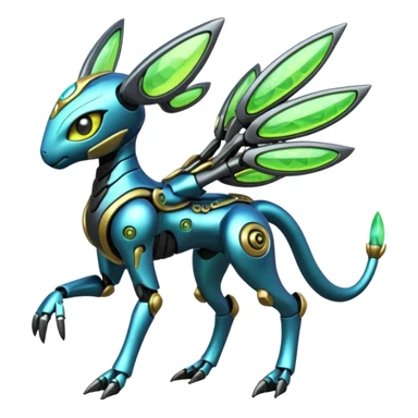  Exotic Organic Mechanical Hybridized Futuristic Cyborg-Cyber-Meloetta-Zygarde-Zeraora-Protogen-Palkia-hybrid-fusion-Fakémon-creature, full body sticker