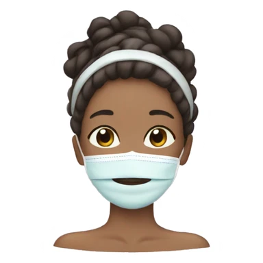 Girl with a face mask on and a skincare headband sticker