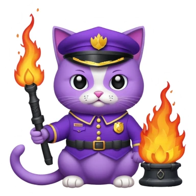 Un chat violet avec une arme a feu sticker