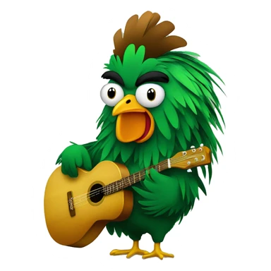 Guitarist rooster with shiny green body feathers and brown neck feathers sticker