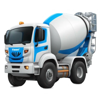 Create a Concrete mixer truck with "Blue Dot Redi-Mix" on the side in blue sticker