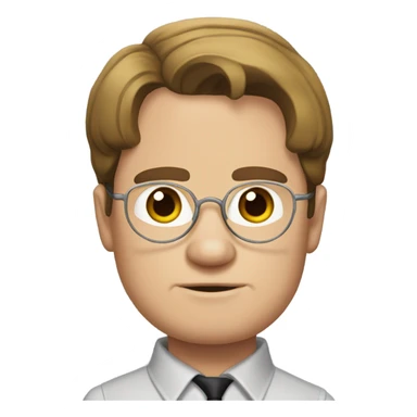 Dwight Schrute from the office tv show with a middle part sticker