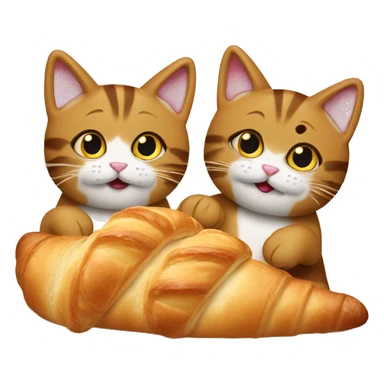 2 french cats eating croissants sticker