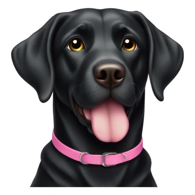 Black Labrador dog wearing pink collar  sticker