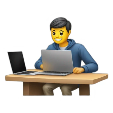 create a men with laptop on the courort sticker