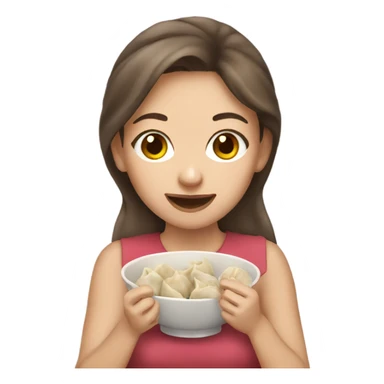 Brown hair Girl eating dumplings sticker