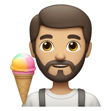A white guy with dark hair and beard holding a sherbet ice cream sticker