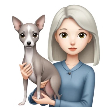 Chinese girl holding all grey Italian greyhound sticker