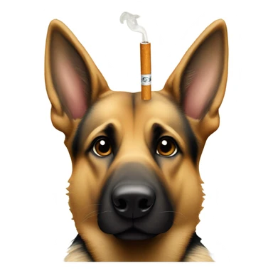 German shepherd with a cigarette in mouth sticker
