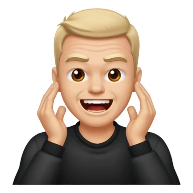 angry but laughing guy with his hands on his neck  sticker