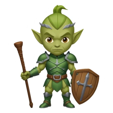 Goblin Warrior – short green goblin with armor and wooden club sticker
