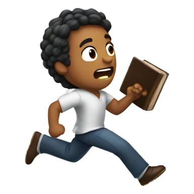 guy running from bible sticker