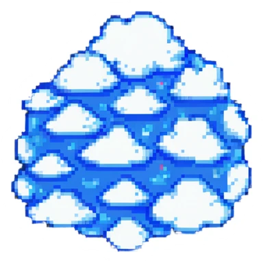 pixel art style cloud, simple and blocky, blue and white colors sticker