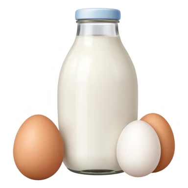 A white milk bottle standing beside a single egg on a clean surface. sticker