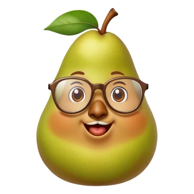 a cute talking pear with glasses sticker