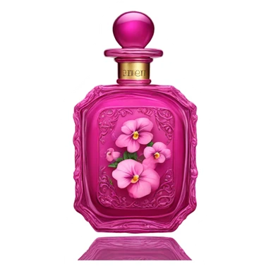 Dark pink vintage French style perfume bottle with pink pansies  sticker