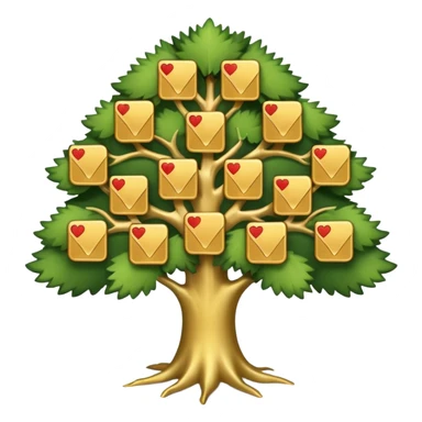 family diagram tree with gold cards sticker