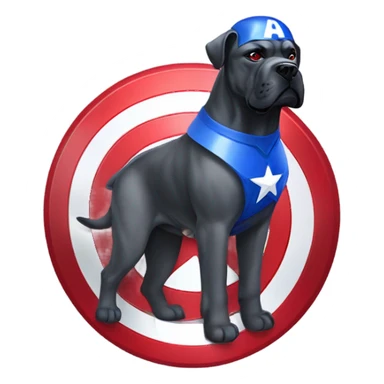 A Cane Corso as Captain America with red, white, and blue shield. sticker