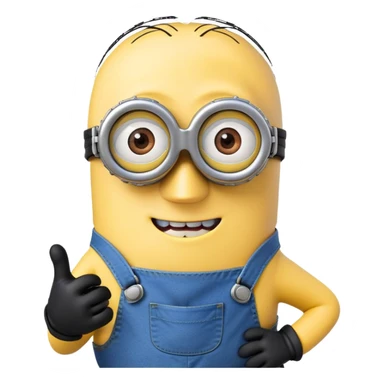 minion from despicable me, yellow character with blue overalls and goggles sticker