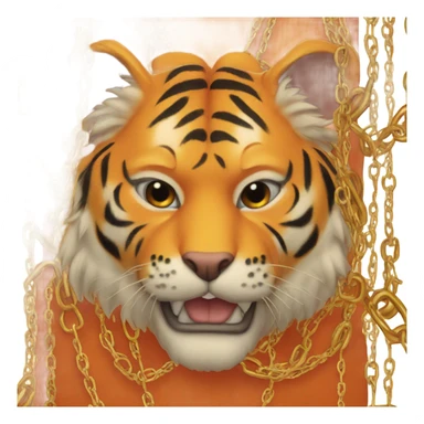 Orange Tiger wearing a chain necklace sticker