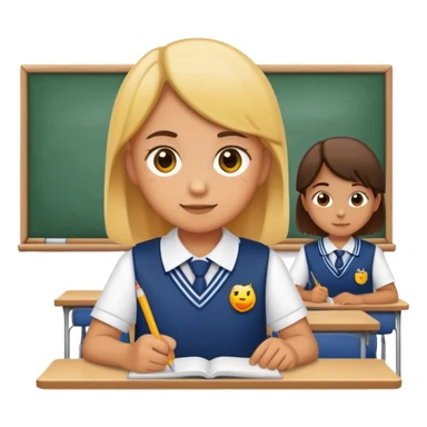 primary student in uniform emoji in class sticker