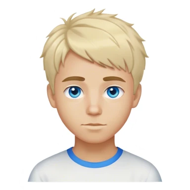 A thin Brazilian boy with light hair and bright blue eyes, a short tousled haircut, light eyebrows, and fair skin sticker