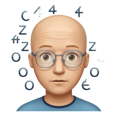 bald headed man with glasses, math symbols floating over his head sticker