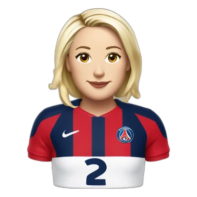 marine le pen with psg shirt sticker