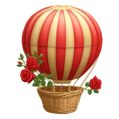 red hot air balloon and beige basket with roses sticker