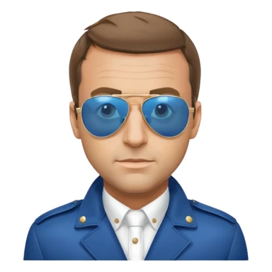 President Macron with mirrored blue aviator sunglasses sticker