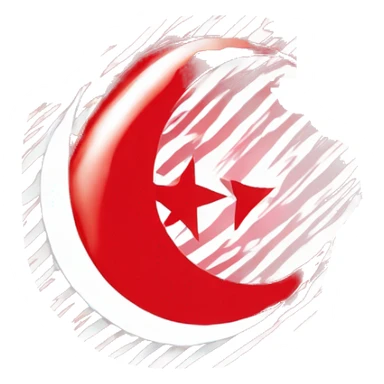 Generate an emoji flag of the Turkish Republic of Northern Cyprus, featuring two red horizontal stripes near the top and bottom edges on a white background, with a red crescent and star centered between the stripes. sticker